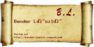 Bender László névjegykártya
